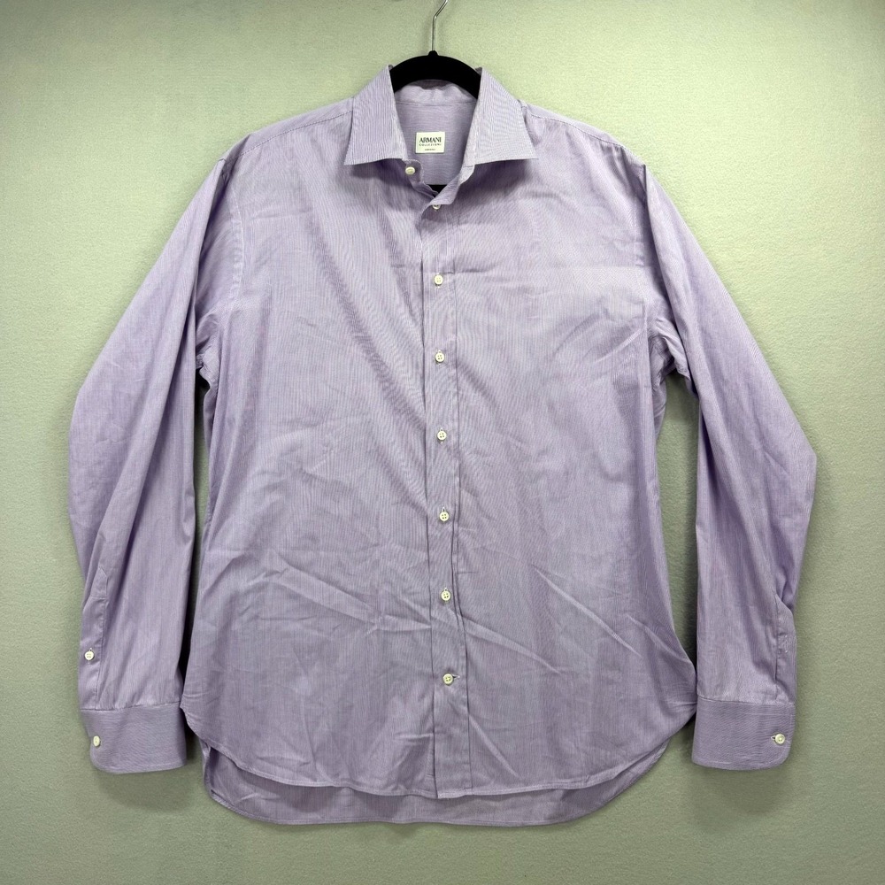 Armani Collezioni Dress Shirt Mens L 16/41 Purple Long Sleeve Business Button Up